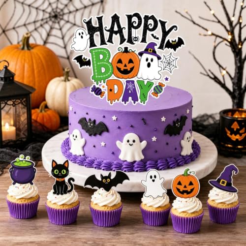 Halloween Party Supplies Set with Plates, Napkins, Cups, Balloons & Decorations for 24 Guests