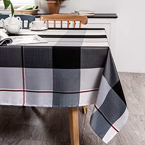 Rectangular Waterproof Checkered Tablecloth 60x120 Inches - Black Spill-Proof & Wrinkle-Resistant for Dining & Outdoor Events