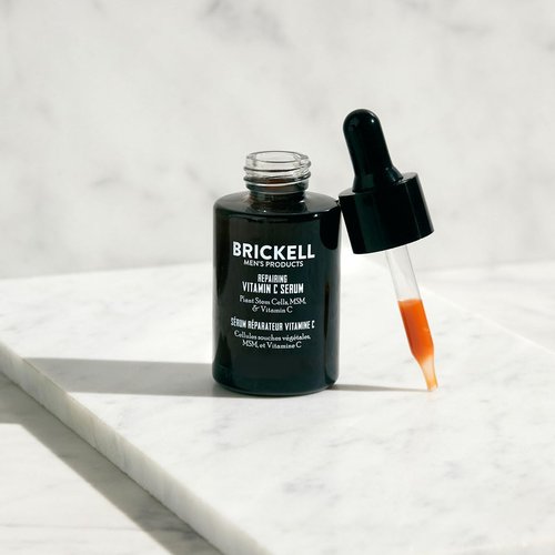 Brickell Men's Anti-Aging Vitamin C Serum - Natural Hyaluronic Acid for Wrinkle Repair | 1 oz
