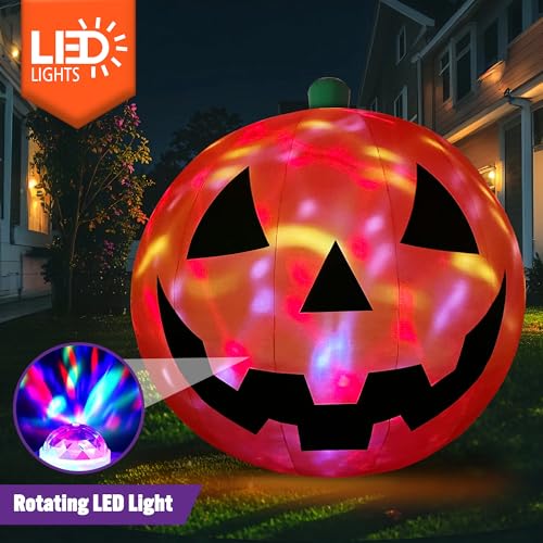 10 Ft Inflatable Pumpkin Halloween Yard Decor with LED Lights - Giant Outdoor Pumpkin