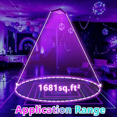 2 Pack 100W UV Black Lights for Glow Party Waterproof Stage Halloween Body Painting
