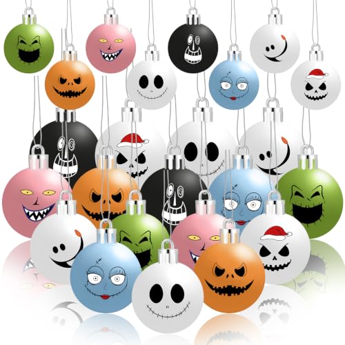 Halloween & Christmas Ornaments Balls Set - Spooky Festive Decor 24 Pack