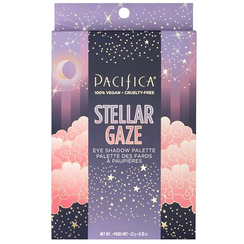 Pacifica Stellar Gaze Eye Shadow Palette - 28 Shades Mineral Eye Shadow Face Makeup Blendable Pigmented Dreamy Pastels, Neutrals, Matte Shimmer & Glitter Finishes w/Vitamin E Talc-Free Vegan Clean