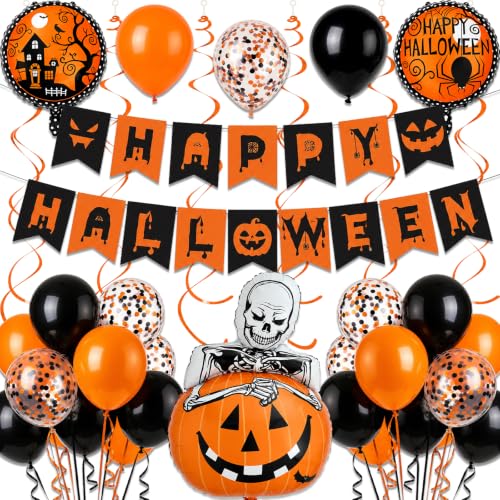 Orange Halloween Party Decorations Set - 37 pcs Spooky Yard & Indoor Decor