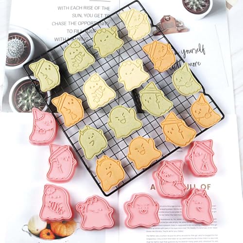 Mini Ghost Cookie Cutters Set - 8 Pieces Halloween Baking Stamps - Ghost-1 Variation