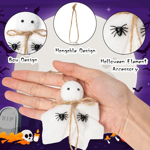 Halloween Ghost Hanging Ornaments Set - 24 Mini Rustic Decor for Haunted House & Yard
