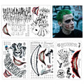 Joker Temporary Tattoos Set - 4 Sheets Black Red Suicide Squad Cosplay