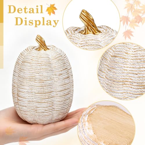 Resin Pumpkin Decor - White & Gold Mini Artificial Fall Pumpkin - 3.5 Inch, A Variation of THIS Listing