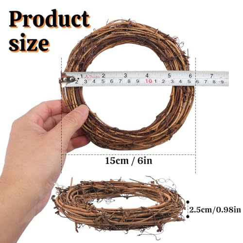 18 Pack 6 Inch Natural Grapevine Wreath Set for DIY Crafts Christmas & Wedding Decor
