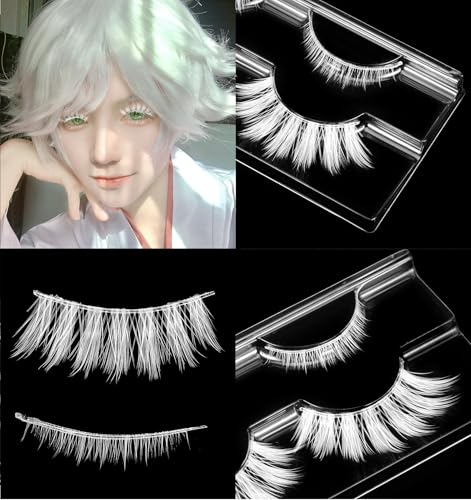 White False Eyelashes for Halloween, Christmas & Anime Costumes - Lightweight Synthetic Lashes