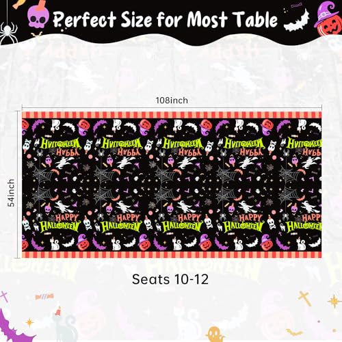 Black Halloween Plastic Tablecloth 3 Pack 54x108 Inch Rectangular Coverings