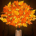 Orange 3-Piece Lighted Maple Branches with Timer - Fall Autumn Decor