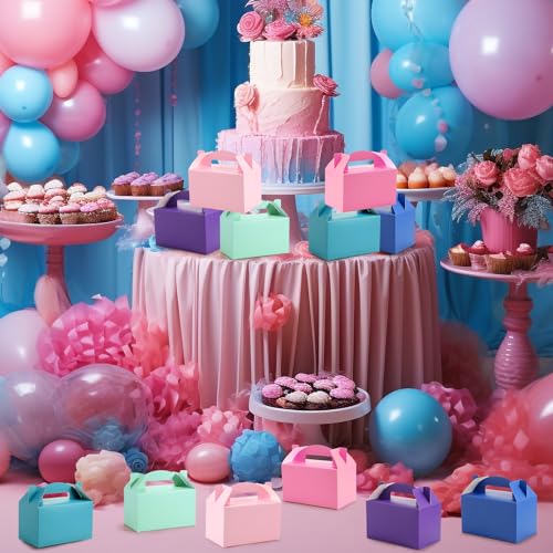 Multicolor Party Favor Treat Boxes - Gable Box Set with Solid/Morandi Colors, 36 Pack, 6x3.5x3.5 Inches