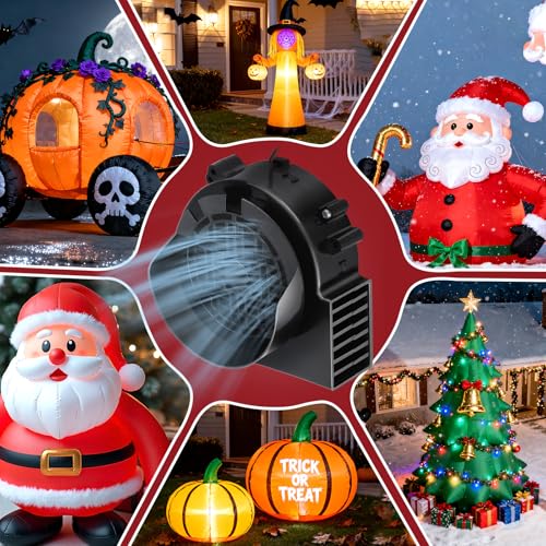 Inflatable Fan Replacement 1.2A Fan Blower with 4 LEDs and 1.5A Adapter for Halloween Christmas