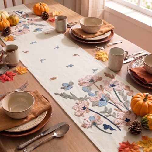 3D Chain Embroidery Table Runner 13x72 Inch - Durable Home Decor