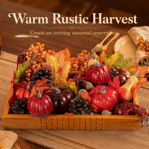 54-Piece Fall Home Decor Set with Mini Pumpkins, Leaves, Pinecones & Accents