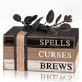 Eucalyptus Leaf Halloween Table Decorations Set - Rustic Mini Book Stacks & Natural Decor