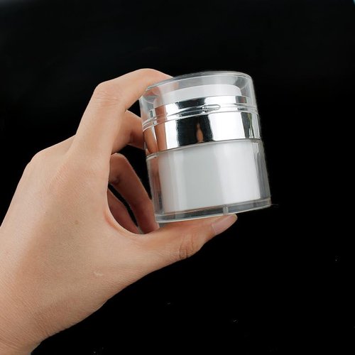 2Pack 1.7oz Airless Pump Jars Moisturizer Dispenser Vacuum Bottle Jar with Push Down Pump Dispenser Refillable Travel Lotion Container for Skincare, Cream, Skincare