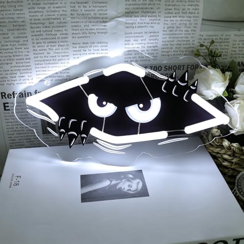White Peeking Monster Neon Sign - Dimmable USB LED Light for Kids Room & Halloween