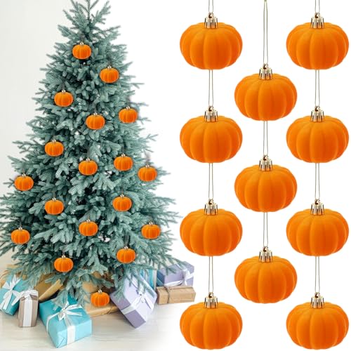 24 Pcs Fall Pumpkin Hanging Ornaments - Orange Thanksgiving Decor