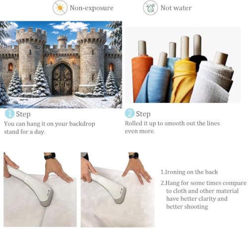Medieval Castle Backdrop Banner 7x5FT Winter Stone Fortress Gate Scene - Fantasy Photo Decor