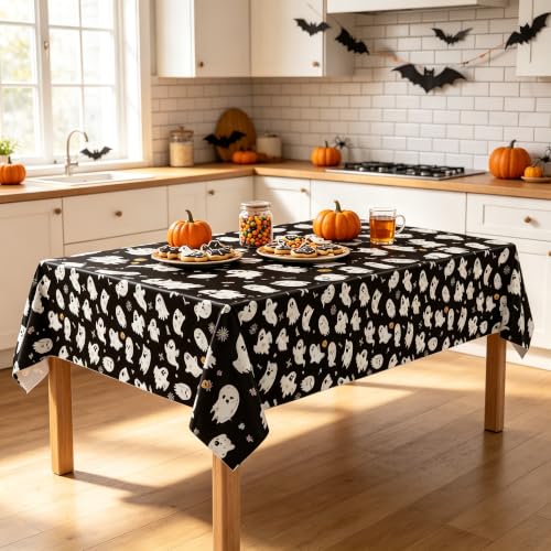 Halloween Tablecloth Set 4 Pack 54x108 Inch Spider Web Pumpkin Bat Designs - Party Decor