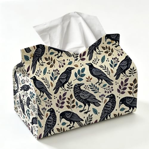 Halloween Ravens Tissue Box Cover - Rectangle PU Leather Decor - UTELKA Variation