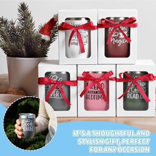 12 Pack Insulated Stainless Steel Book Lover Tumblers with Eggshell Design - Gift Set