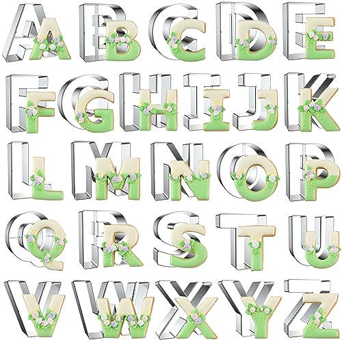 Large Alphabet Letter Cookie Cutters Set 3 Inch - 26 Pcs Stainless Steel