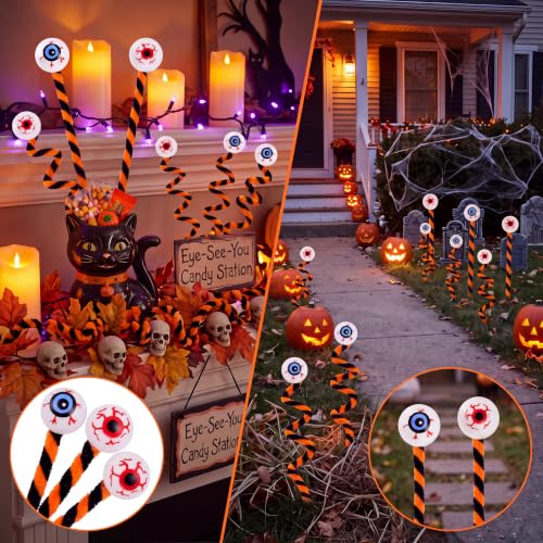 Halloween Eyeball Picks Set - 17.7 Inch Creepy Floral Decorations for Wreaths and Crafts