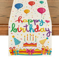 Birthday Candle & Seasonal Table Runner Set - Happy Birthday Home Decor 13x72 Inch