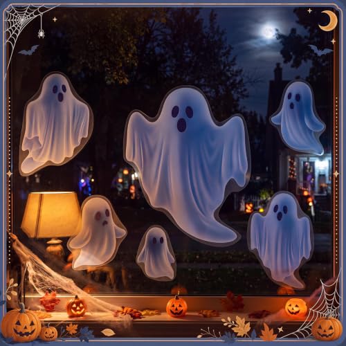 Halloween Ghost Window Clings - Spooky White Decor for Home & Office