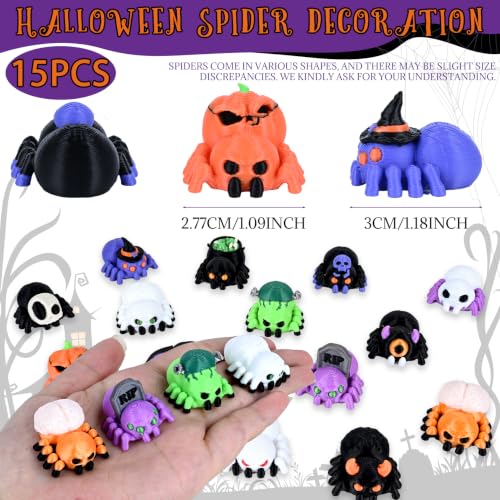 Halloween Spider Figurines Set - 15 Mini Spooky Decorations for Seasonal Decor