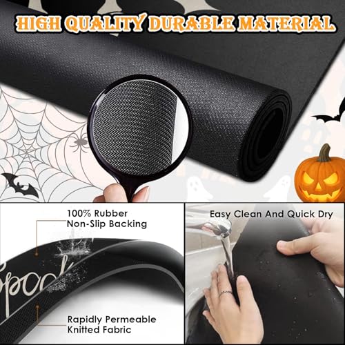 Halloween Gothic Coffee Mat Set - 2 Pack, 12x19 Inches, Black Spooky Variation