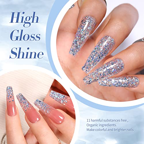Holographic Glitter Silver Nail Polish - 10ML Sparkling Sequin Effect - Born Pretty
