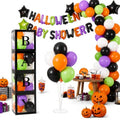 Halloween Baby Shower Decorations Set with Balloons & Clear Balloon Boxes - Baby Gender Reveal Party Supplies
