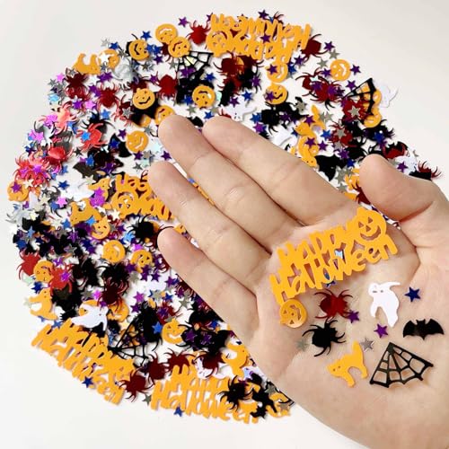 Multicolor Halloween Confetti Set Ghost Pumpkin Spider Bats Witches Table Scatter