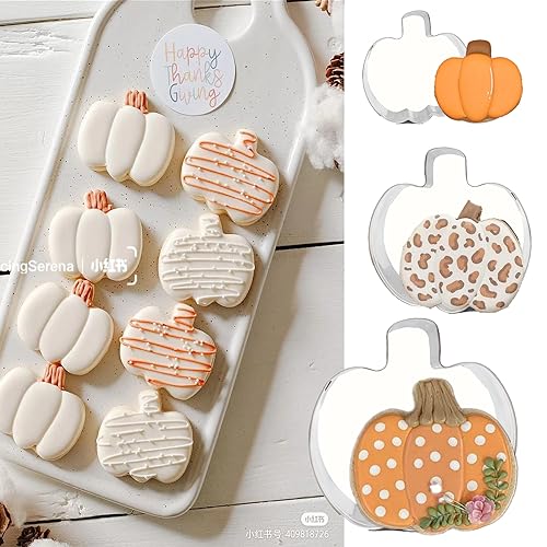 Pumpkin Cookie Cutters Set - Fall Harvest Halloween Thanksgiving, 3 Pieces - Pumpkin1
