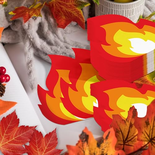 Fire-Shaped Paper Napkins for Parties - Flame Design Decor, 100 Pack