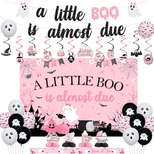 Halloween Baby Shower Decorations Set with Banner, Balloons & Centerpieces