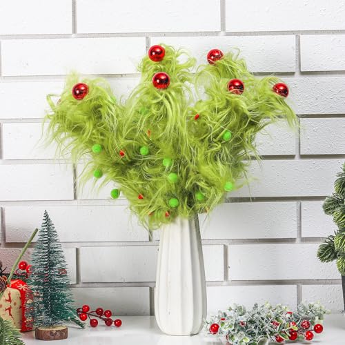 10 Pcs Lime Green Furry Christmas Tree Topper Decorations - Stylish Holiday Picks