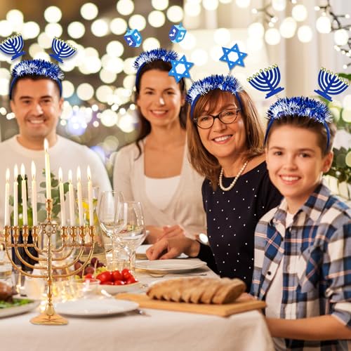 12 Pcs Hanukkah Headband Boppers - Star, Dreidel & Menorah Festive Accessories