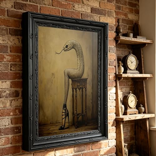 Framed Gothic Surreal Snake Wall Art - Human Form Variation - 11"L x 9"W