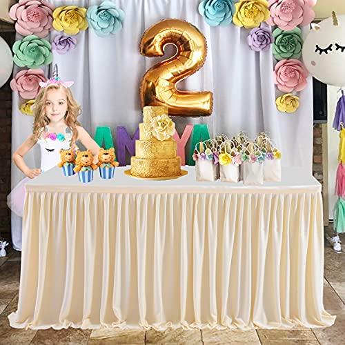 17ft Ivory Pleated Table Skirt for Rectangle Tables Wedding Party Baby Shower