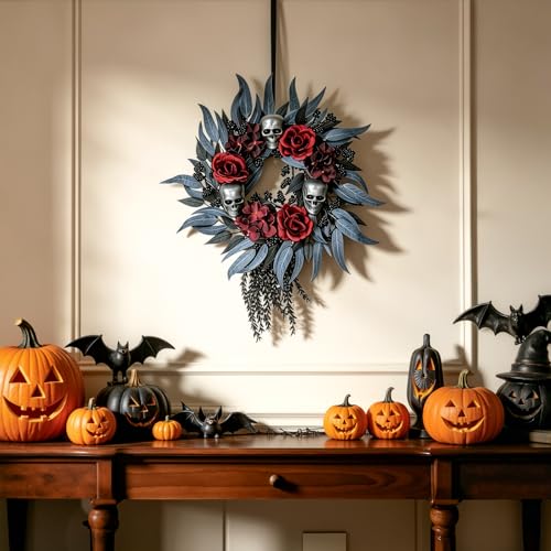 22-Inch Gothic Halloween Wreath for Front Door Indoor Outdoor Decor