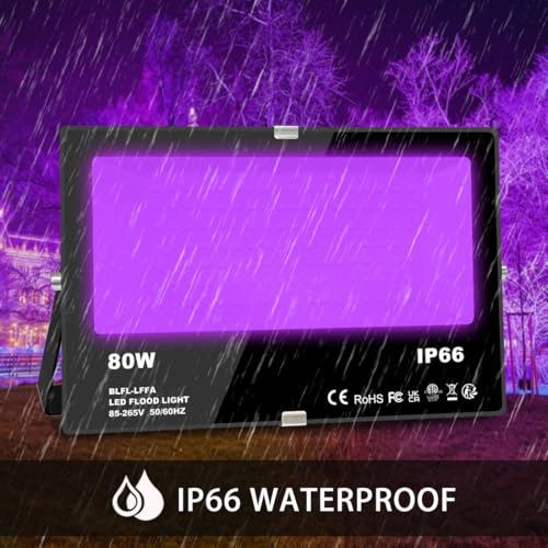 Black Light Flood Light 80W Outdoor UV LED for Glow Party, Halloween, Stage, Aquarium - Variation 2