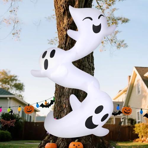 8ft Tall Inflatable Ghosts for Trees Halloween Outdoor Decorations Light Up Yard Decor