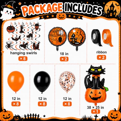 Halloween Party Decorations Set with Balloons & Banners - Happy Birthday Variation