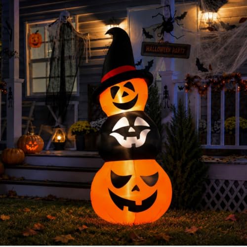 6 Ft Inflatable Halloween Pumpkin Decor with Built-In LED Lights for Yard