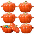 Pumpkin Ceramic Soup Bowls Set - 15 oz Orange Halloween Kitchen Tableware